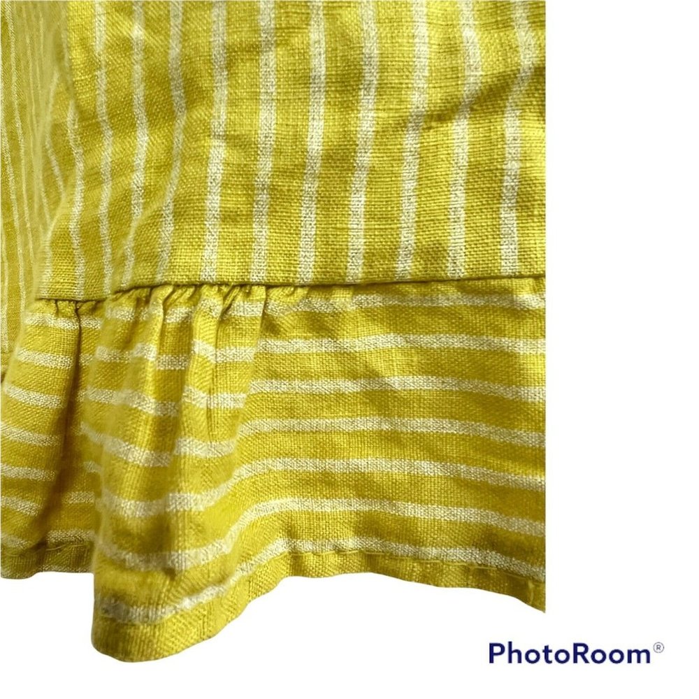 NWT Italian Linen Top Tunic Small Yellow Stripes Lagenlook Boho Resort Vacation - Picture 4 of 8